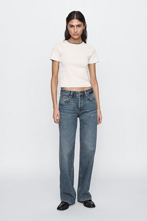 شلوار جین آبی زنانه پاچه گشاد Massimo Dutti - کد 901395534