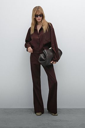 شلوار قهوه ای زنانه کتان Massimo Dutti - کد 901395302
