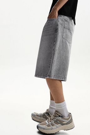 شلوارک و برمودا طوسی مردانه Straight Bershka - کد 901390757