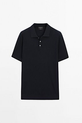 پولوشرت آبی مردانه پنبه ای Massimo Dutti - کد 901389658