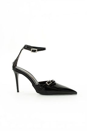 کفش پاشنه بلند کلاسیک مشکی زنانه مخمل Gökçe Shoes - کد 901395330