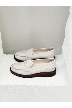 کفش لوفر بژ زنانه چرم خالص NUR KARACA - کد 902393805