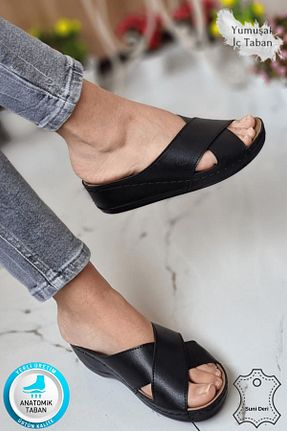 دمپائی مشکی زنانه چرم مصنوعی neon shoes - کد 198263062