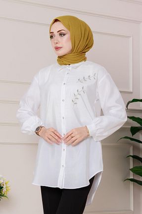 تونیک حجاب سفید بافتنی Sevitli - کد 902403837