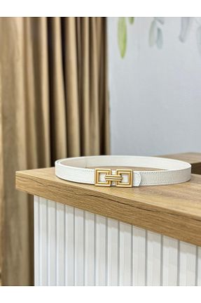 کمربند سفید زنانه چرم مصنوعی MUJGANERDOGANDESIGN - کد 901409984