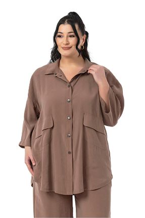 ست بالاتنه و پائین تنه سایز بزرگ قهوه ای زنانه کش دار DISENTIS MODEST - کد 901445048