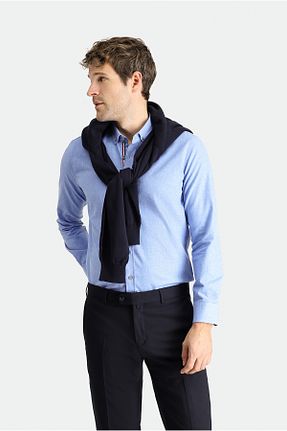 پیراهن آبی مردانه اسلیم فیت Kiğılı - کد 802583405