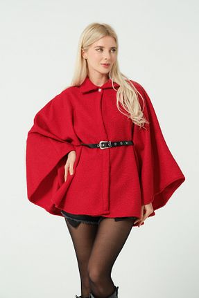 پانچو قرمز زنانه مخلوط پلی استر Moda Palmiss - کد 885109883