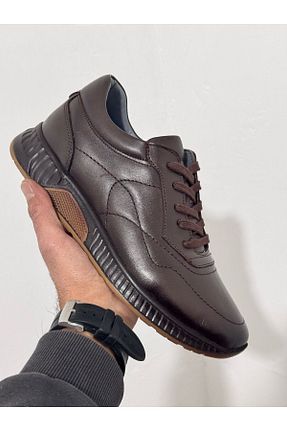 کفش اسنیکر قهوه ای مردانه چرم اصل Greyybull Shoes - کد 900890320