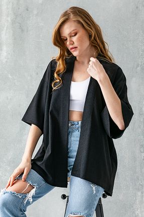 کیمونو و کافتان مشکی زنانه پلی استر GİYSA - کد 804431147
