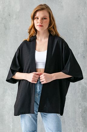 کیمونو و کافتان مشکی زنانه پلی استر GİYSA - کد 804431147