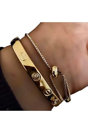 دستبند استیل (فولاد) زرد زنانه استیل ضد زنگ pullmarkt - کد 901544772