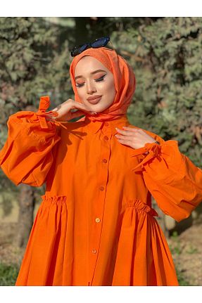 پیراهن حجاب نارنجی Jile Lahza - کد 901501186