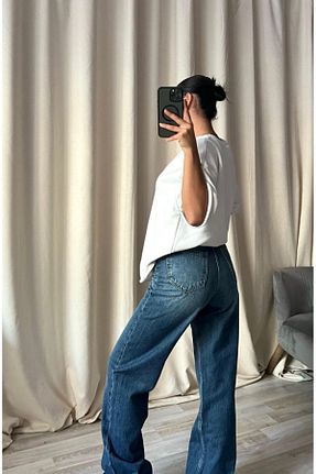 شلوار جین آبی زنانه پاچه گشاد MODA - کد 901537113