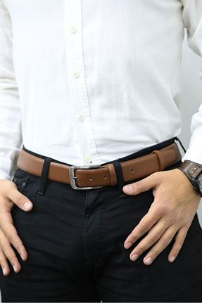 کمربند قهوه ای مردانه چرم خالص DERİJE - کد 931317387