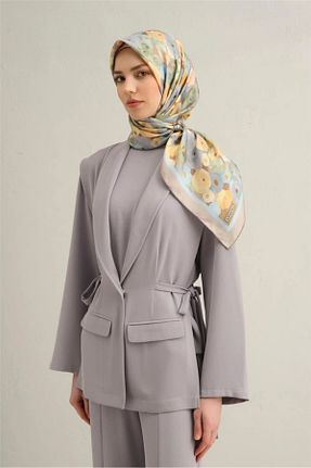 روسری طوسی کرپ ساتن ابریشم Armine - کد 901461409