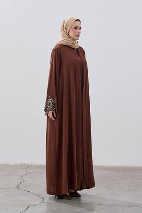 کلاه و ابایا قهوه ای زنانه بافتنی LEYLA STORE - کد 901585310