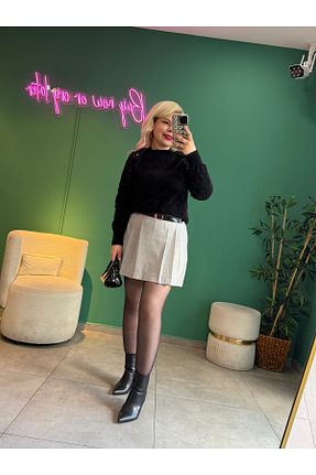 پلیور مشکی زنانه چاپی tuğba kumlu butik - کد 901552883