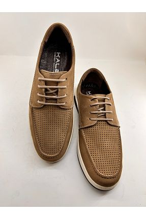 صندل اسپرت بژ مردانه چرم خالص FKSHOES - کد 901610348