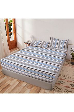 ست ملحفه دونفره آبی کش دار femmhome - کد 901557737