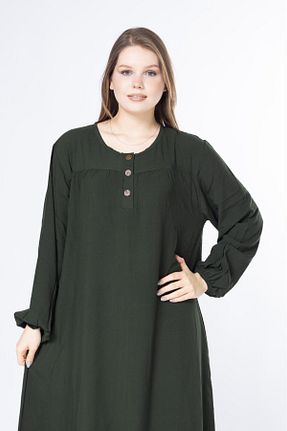 لباس سایز بزرگ خاکی زنانه پلی ویسکون mervemoda - کد 902491181