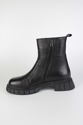 بوت / نیم بوت مشکی زنانه چرم خالص Haffhane - کد 901559136