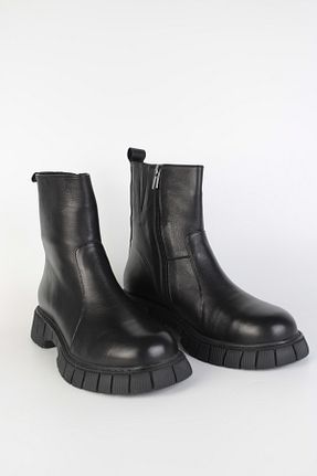 بوت / نیم بوت مشکی زنانه چرم خالص Haffhane - کد 901559136