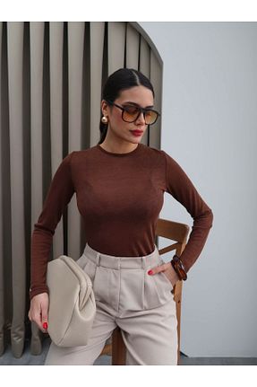 بادی قهوه ای زنانه پنبه پلی استر ESRAHELVACI - کد 901594917