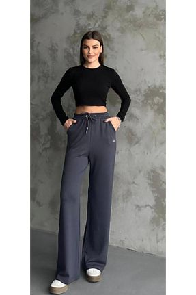 شلوار کرمگن طوسی زنانه پاچه گشاد Butik - کد 901999569