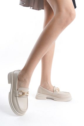 کفش لوفر بژ زنانه پاشنه کوتاه (1 - 4 سانتی متر) MORIA SHOES - کد 902615971