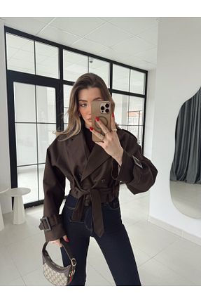 کت قهوه ای زنانه کراپ Lady Pixie - کد 901625859