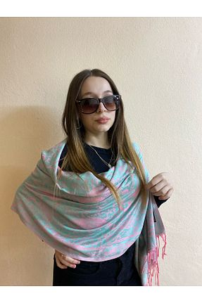 شال صورتی زنانه ویسکون sema aksesuar - کد 901603931