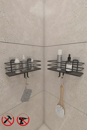 قفسه حمام مشکی فلزی Alper Banyo - کد 901635019