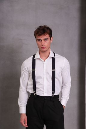 آویز شلوار سرمه ای مردانه چرم خالص SuspenderS - کد 902683269
