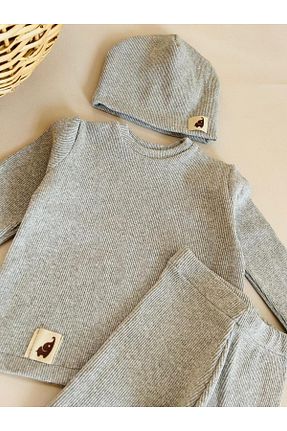 ست بالاتنه و پائین تنه طوسی بچه گانه بافت eymwes - کد 902705530