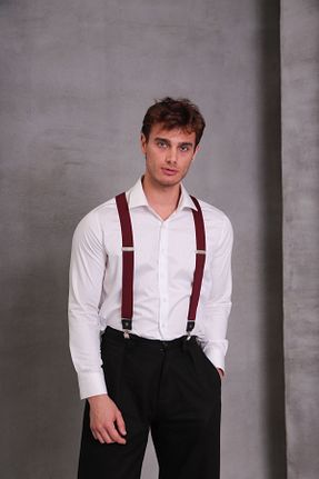 آویز شلوار زرشکی مردانه چرم خالص SuspenderS - کد 902713826