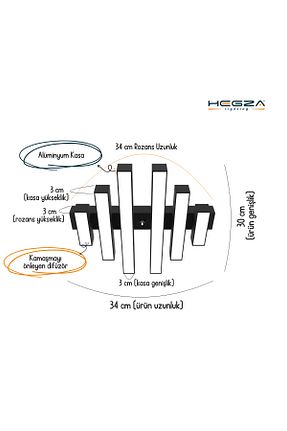 لوستر مشکی آلومینیوم Hegza Lighting - کد 455518879