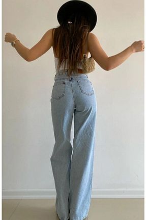 شلوار جین آبی زنانه پاچه پهن geenz manifacture - کد 901661442