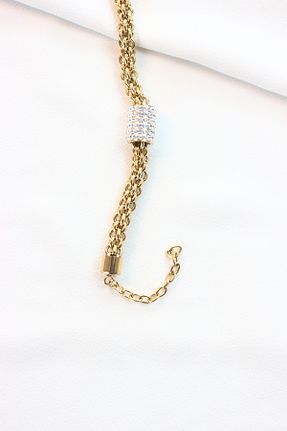 دستبند استیل (فولاد) طلائی زنانه استیل (فولاد) Dazzlecave - کد 901673588