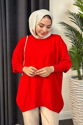 تونیک حجاب قرمز زنانه ویسکون HAZA MODA - کد 832754086