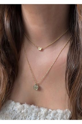 گردنبند استیل ( فولاد ) طلائی زنانه روکش طلا Tasarım - کد 901679959