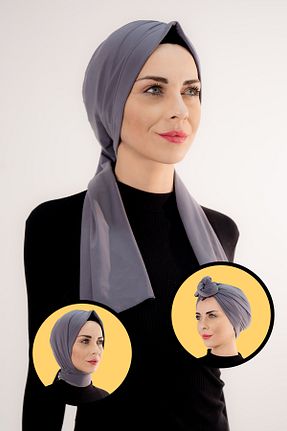 شال طوسی زنانه پلی استر Şalcenneti.com - کد 898425353