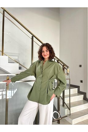 پیراهن سبز زنانه اورسایز Butik - کد 901725606