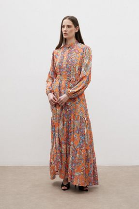 لباس نارنجی زنانه کرپ mervis - کد 901729880
