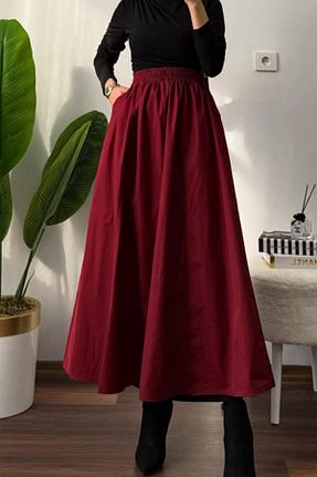 دامن زرشکی زنانه پنبه ای Thestiluxe - کد 896834372