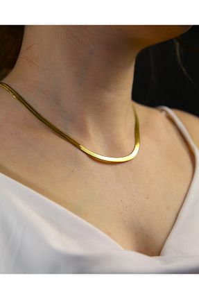گردنبند استیل ( فولاد ) زرد زنانه استیل ضد زنگ MARCİELO Accessories - کد 901747052