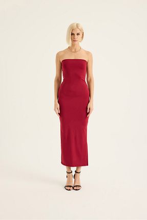 لباس زرشکی زنانه بافتنی SEVİLEN - کد 901748849