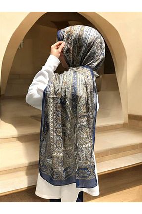 شال سرمه ای زنانه پنبه ای Helyabutik - کد 901755033