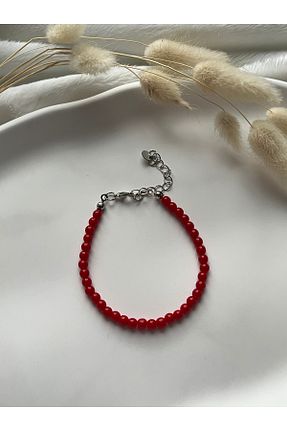 دستبند جواهر قرمز زنانه سنگ طبیعی Pel Design - کد 901760048
