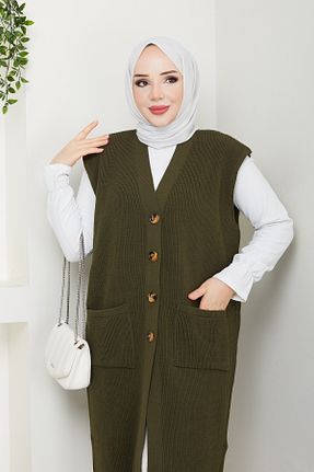 جلیقه حجاب خاکی زنانه رگولار Pamuk Butik - کد 901760983